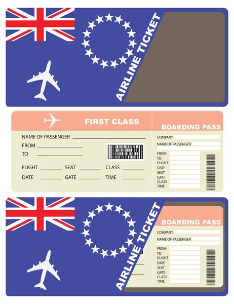 Billete de avión de primera clase en las Islas Cook — Vector de stock