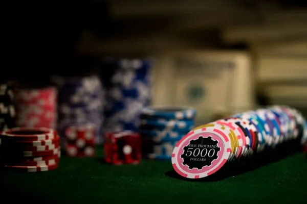 Row of poker chips — Stock Photo, Image