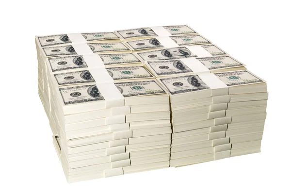 Stacks of one million US dollars in hundred dollar banknotes — Stock Photo, Image