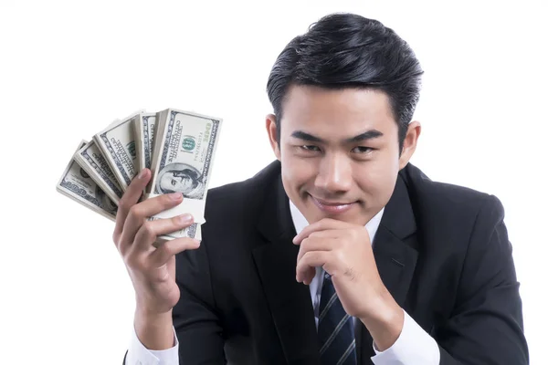 Young businessman smiling as the winner — Stock Photo, Image