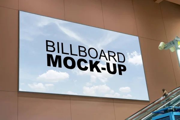 Blank billboard mock up at international airport — Stock Photo, Image