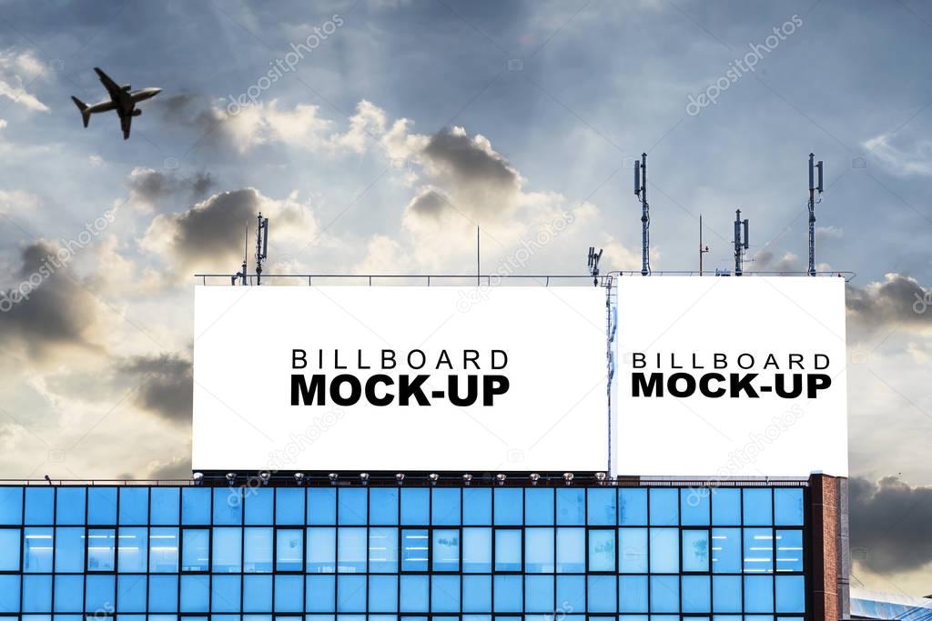 Blank billboard at a international airport