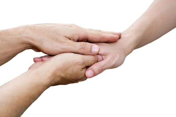 Hands of the young man holding the female hand — Stock Photo, Image