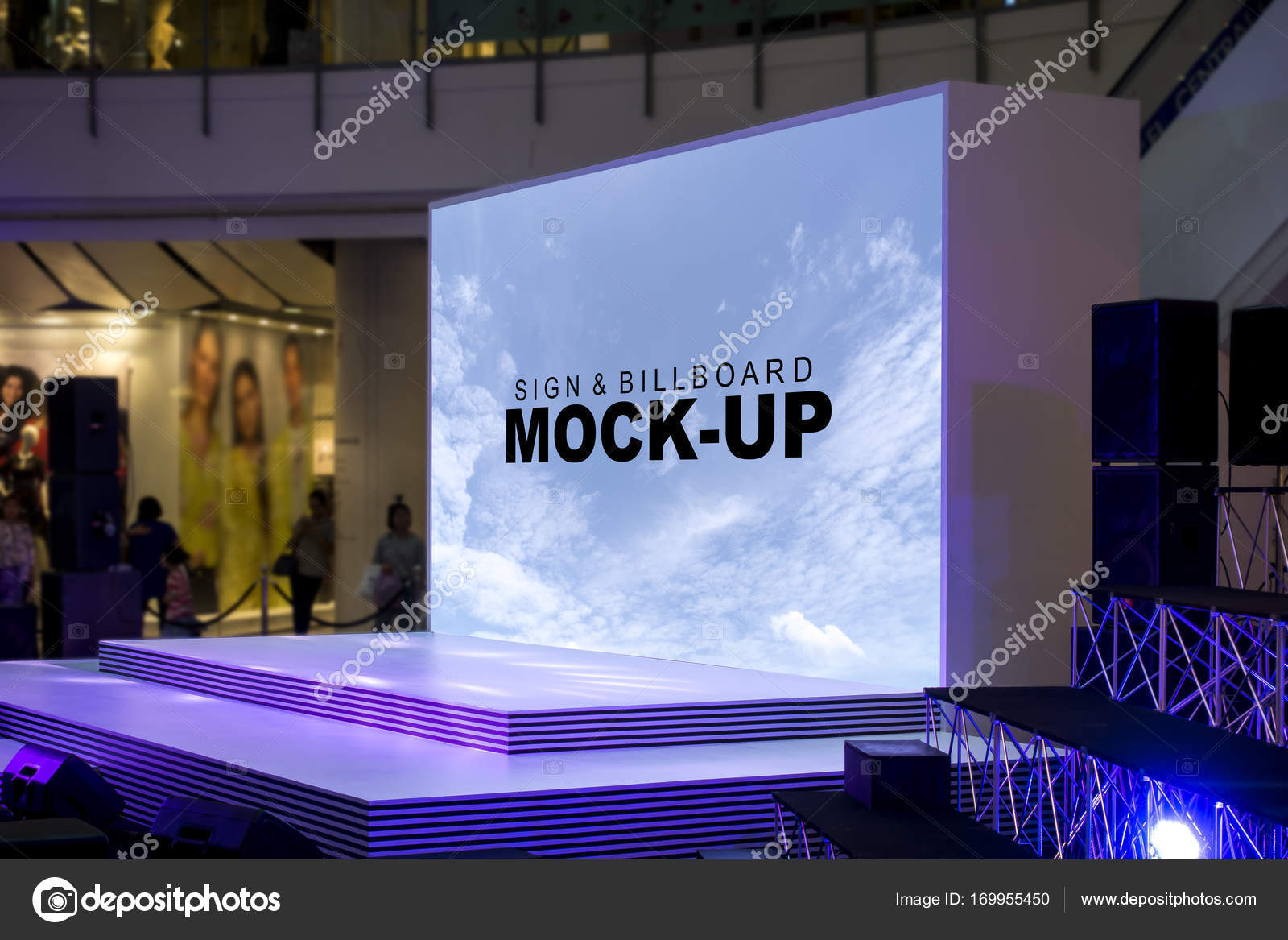 ショッピング モールにあるステージの空白の看板 — ストック写真 © pixs4u 169955450