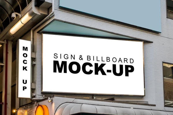 Mock Outdoor Billboard Signage Building Clipping Path Blank White Space — Stock Photo, Image