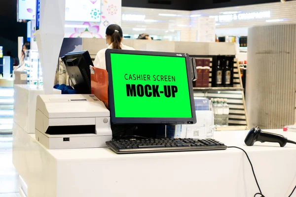 Mock up computer monitor on counter cashier