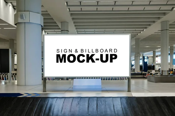 Mock Blank Large Horizontal Billboard Clipping Path Baggage Claim Point — Stock Photo, Image