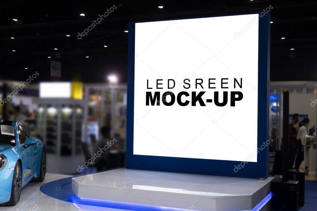 Mock up LED screen billboard on stage in exhibition show day