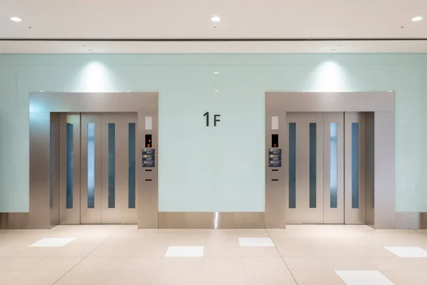 Elevator Modern Building Two Gates Entrance Transportation First Floor Empty — Stock Photo, Image