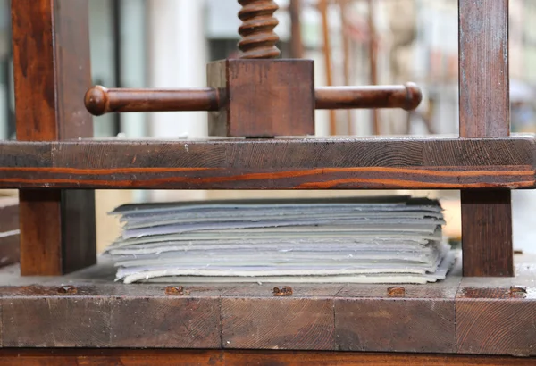 Wooden hand press for waste paper — Stock Photo, Image