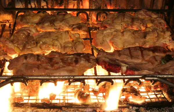 Carne de frango saboroso cozido churrasco — Fotografia de Stock