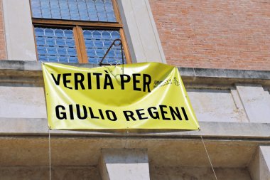 Vicenza, İtalya 21 Mayıs 2016.Town Hall diyor işareti ile