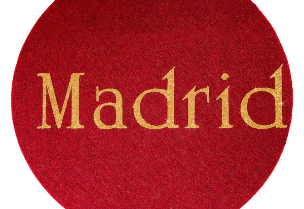 Madrid Escrito de una ciudad española con fuente glitter — Foto de Stock