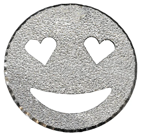 Silver glitter  smiling face shining with heart-shaped eyes — Φωτογραφία Αρχείου