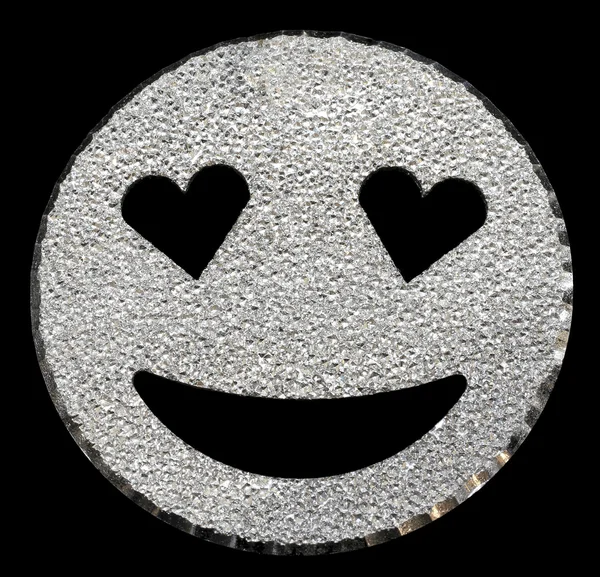 Srebrny brokat uśmiechnięta twarz świeci — Zdjęcie stockowe