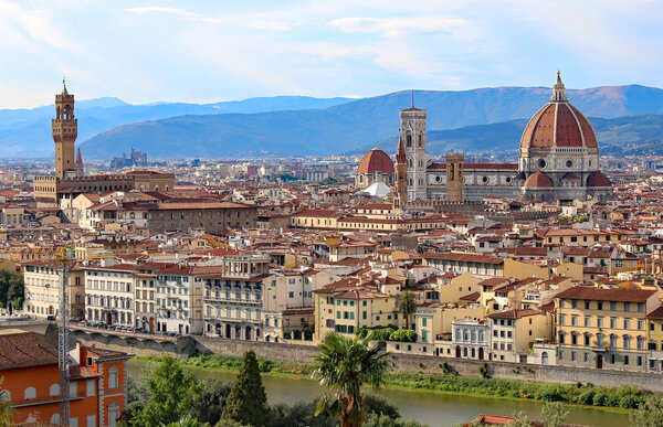 panorama of the city of Florence in Italy from Michelangelo Squa