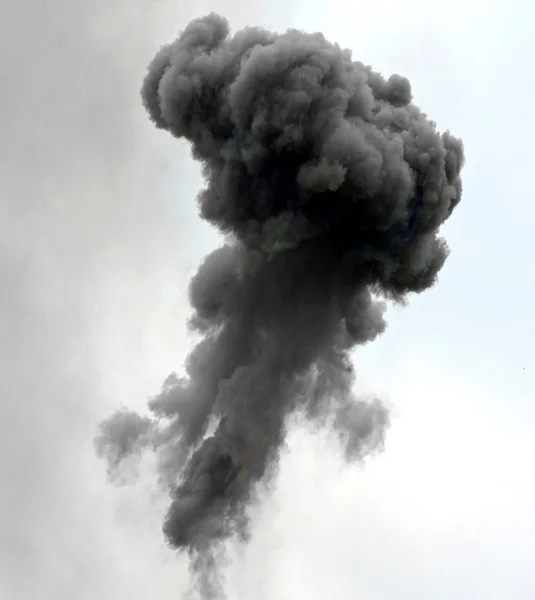 Big explosion with black cloud — Stock Photo, Image