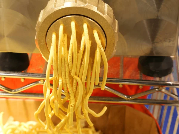 Machine to make fresh homemade spaghetti with water and flour eg — Stock Photo, Image