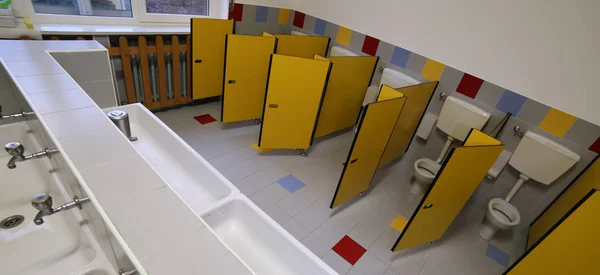 Kindergarten children bathroom with small water — Stock Photo, Image