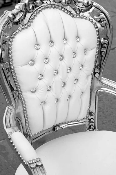 Dyrbara antika plats tronen i vitt läder — Stockfoto