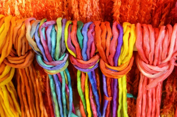 Fios coloridos tecido fundo conjunto — Fotografia de Stock