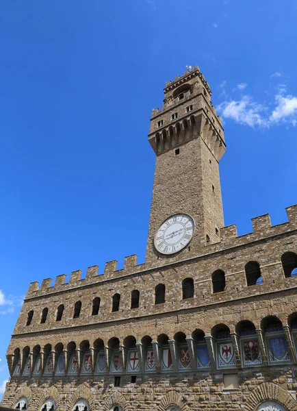 Old Palace genoemd Palazzo Vecchio en klokkentoren in Florence — Stockfoto