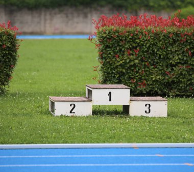 podyum numaraları ile bir atletizm Stadyumu