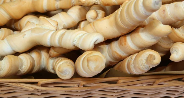 Fragrant bread shaped like a small horn typical of central Italy — Stock Photo, Image