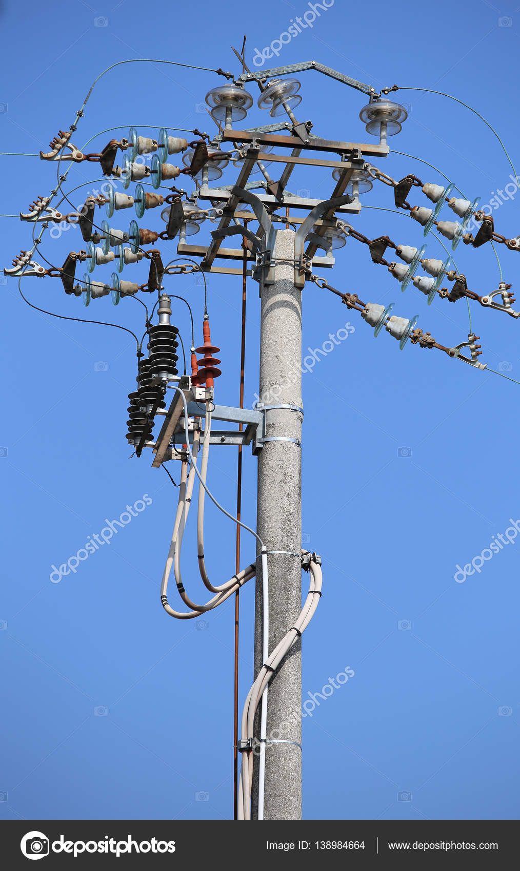 Switches Of An Overhead Power Line With Concrete Pole And Elect U2014 Stock Photo U00a9 Chiccododifc