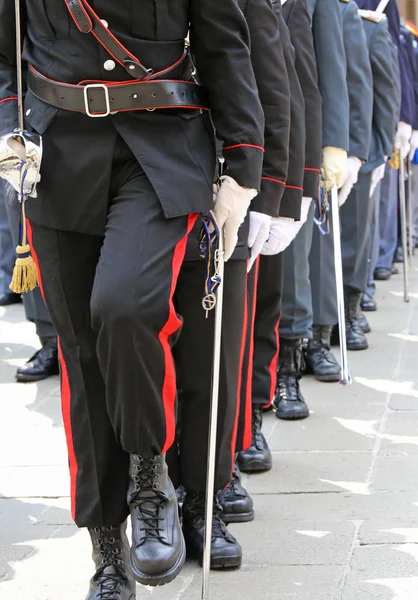 Italian police of many italian armed forces in parade — Stock Photo, Image