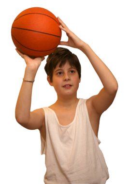 çocuk basketbol top beyaz arka plan ile beyaz yelek ile