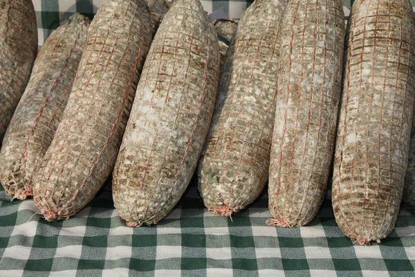 Italian aged salami produced with pork — Stock Photo, Image