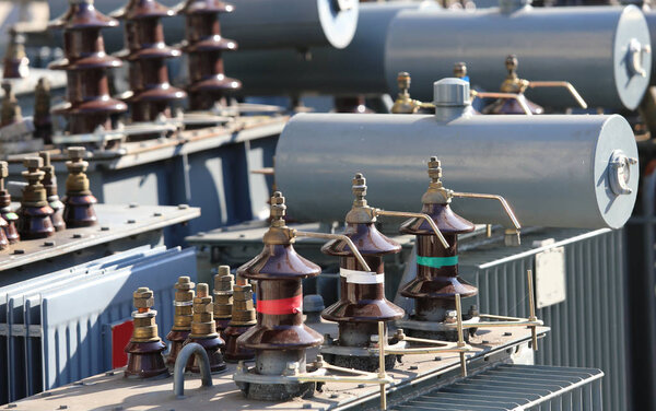 large deposit of old voltage transformers used in substations