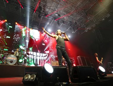 Padua Padova, Pd, İtalya - 29 Şubat 2017: Piero Pelu vocali