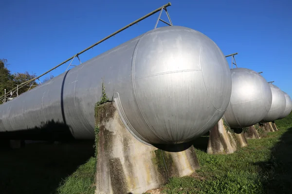 Series of pressure tanks to storage methane gas — Stock Photo, Image