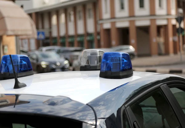 Sirens of police car during a control checkpoint — Stock Photo, Image