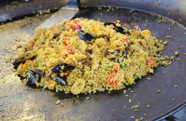 Sarı pirinç lezzetli paella Restoran Pan ve