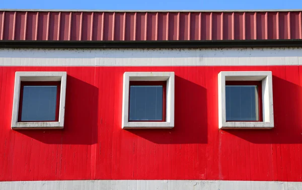 Three windows in the modern building — Stock Photo, Image