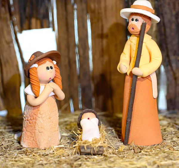 Nativity scene with the holy family from Colombia — Stock Photo, Image