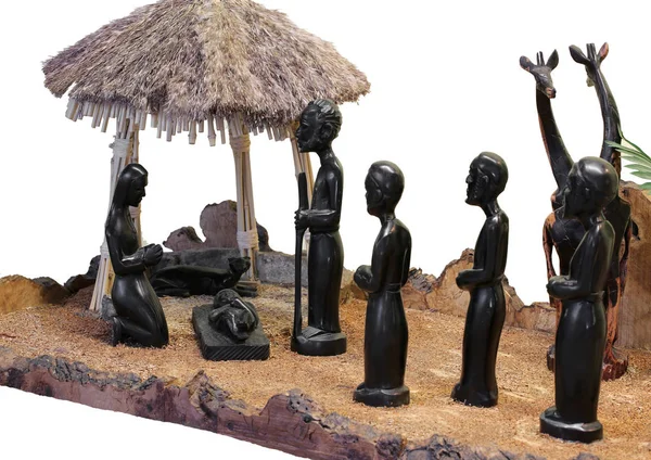 Nativity scene from Tanzania  with the holy family with figures — Stock Photo, Image