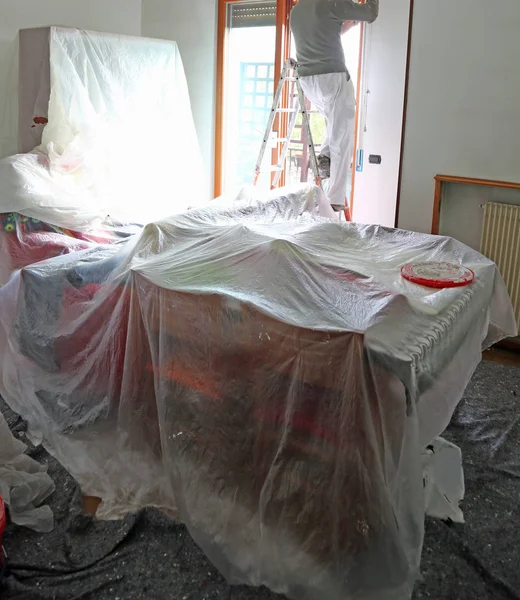 Boyama sırasında evin oturma odası — Stok fotoğraf