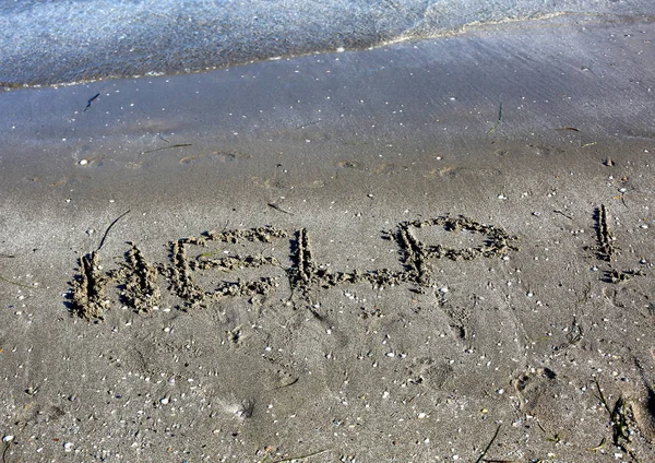 AJUDA texto na areia — Fotografia de Stock