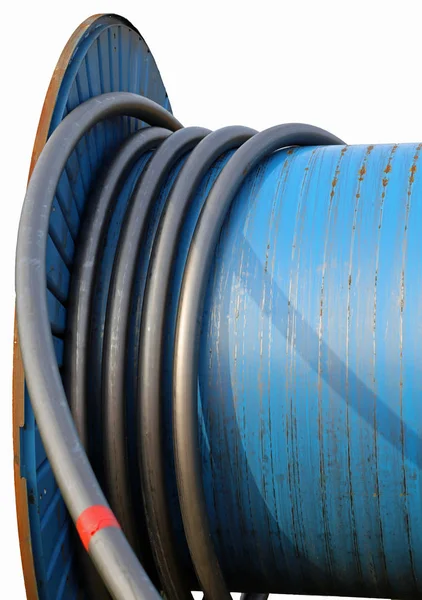 Large coil for laying electrical cables or fiber optic — Stock Photo, Image