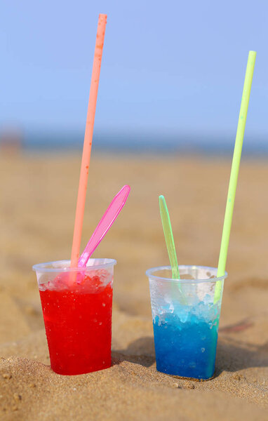 Grenadines with colorful syrup and refreshing ice