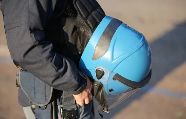 Blue helmet of a policeman — Stock Photo, Image