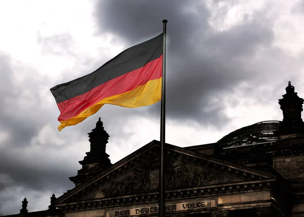 Reichstag building is Parliament of Germany in Berlin with huge — Stock Photo, Image