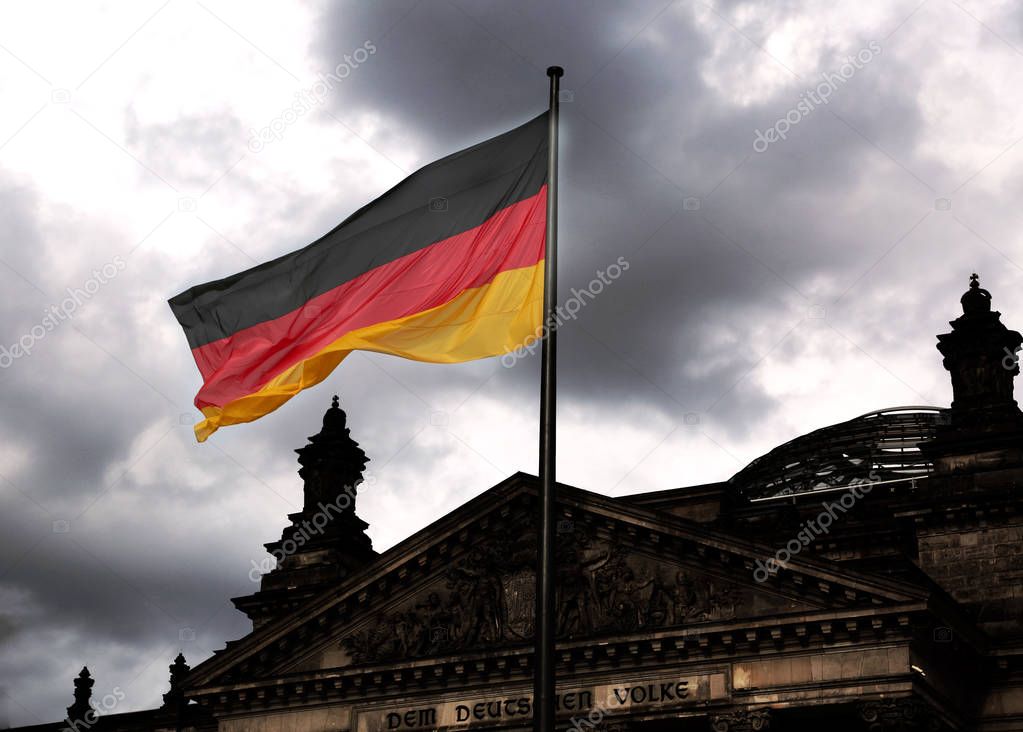 Reichstag building is Parliament of Germany in Berlin with huge 