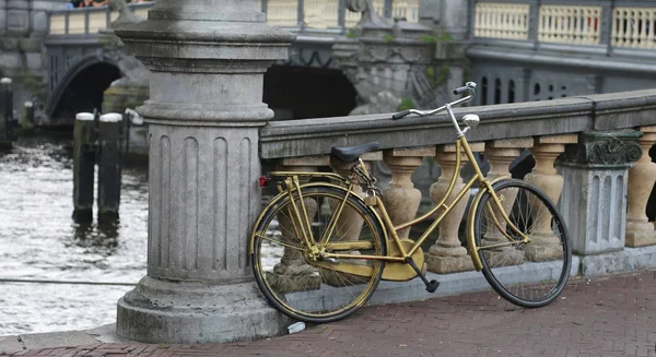 Amsterdam and golden bicycle — Stock Photo, Image