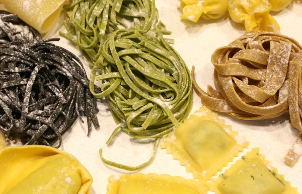 Italian fresh pasta with tortellini and lasagne for sale in the