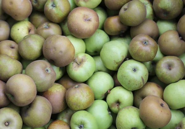 Maçãs verdes à venda pelo cultivador de fruto — Fotografia de Stock